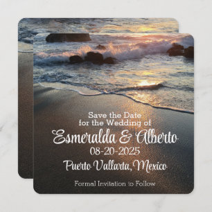 Save The Date Beach Waves Coastal Destination Wedding