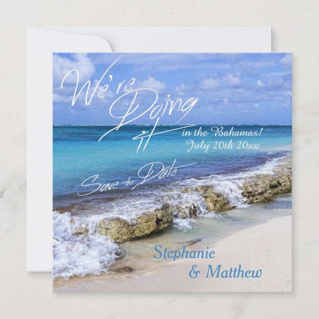 Save The Date Beach Wedding Bahamas Enregistrer la date (Devant)