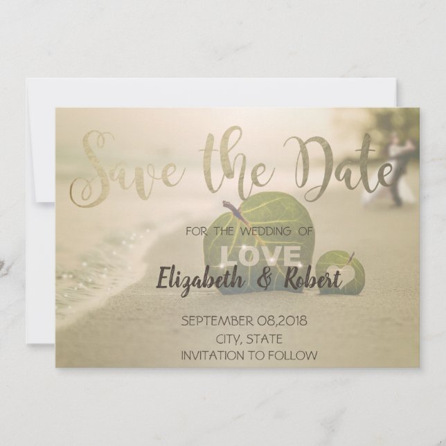 Save The Date Beach Wedding Couple, Amour Économisez La Date (Devant)