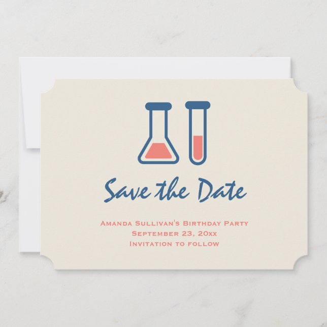 Save The Date Beaker & Test Tube Science Themed (Devant)