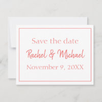 Beau corail et blanc Sauvez la date