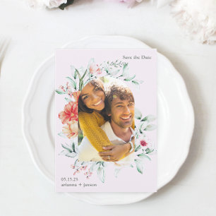 Save The Date Beau Lavande Floral Arch Mariage photo