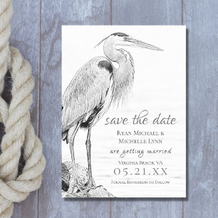 Save The Date Beau Mariage de croquis d'oiseaux d'eau de Héron b
