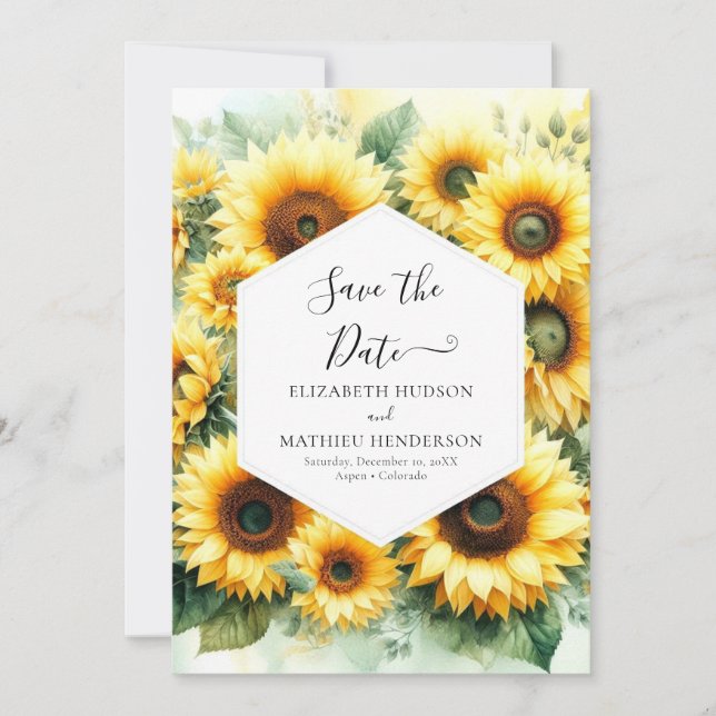 Save The Date Beau Mariage de tournesol Boho (Devant)