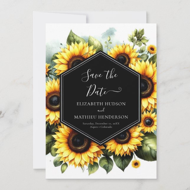 Save The Date Beau Mariage de tournesol classique (Devant)