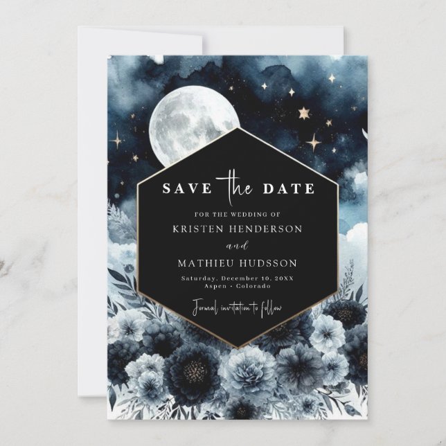 Save The Date Beau Mariage Lune Bleue (Devant)