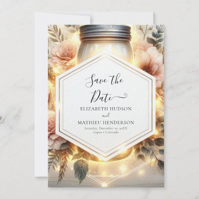 Save The Date Beau Mariage Mason Jar imprimable (Devant)