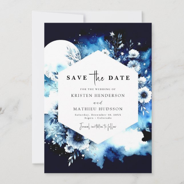 Save The Date Beau Mariage moderne Lune (Devant)