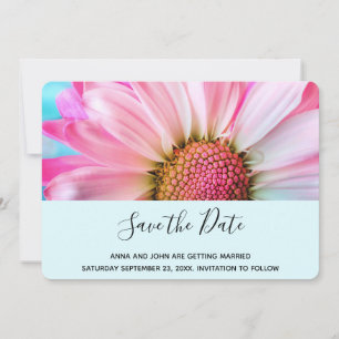 Save The Date Beau Mariage photo Pink Flower Up