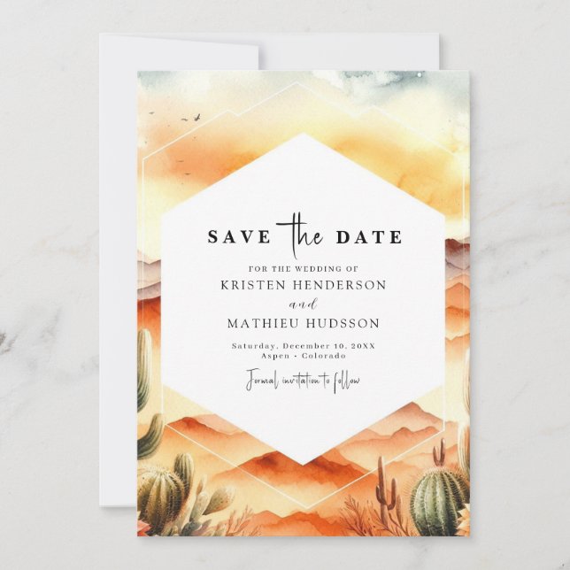Save The Date Beau Mariage Whimsical Cactus (Devant)
