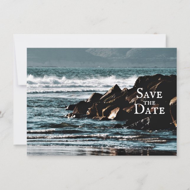 Save The Date Beau océan, Vagues et Rocks Beach Mariage (Devant)