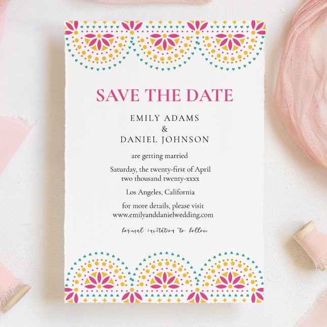 Save The Date Beau Papel Picado Mariage mexicain (Créateur téléchargé)