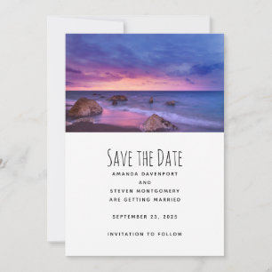 Save The Date Beau Sunset Coastal Photo Mariage
