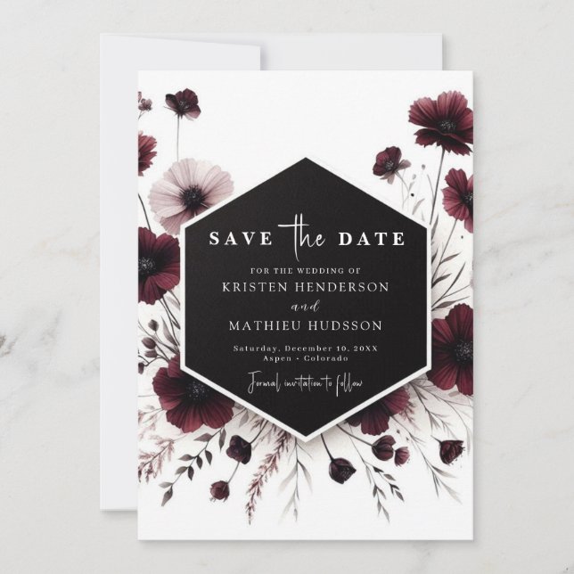 Save The Date Beau Whimsical Mariage Bourgogne (Devant)