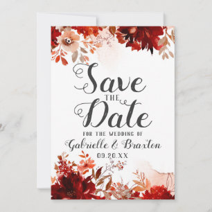 Save The Date Beauté rustique Aquarelle florale Enregistrer la d