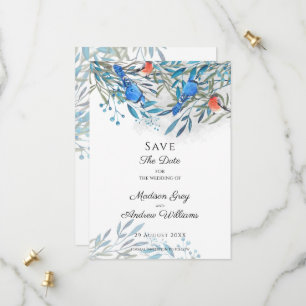 Save The Date Beaux Oiseaux et Feuillage à l'aquarelle