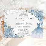 Save The Date Bébé bleu Floral Quinceanera Sweet sixteen robe<br><div class="desc">c) Le Happy Cat Studio</div>