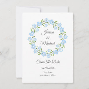 Save The Date Bébé bleu yeux aquarelle Floral Wreath