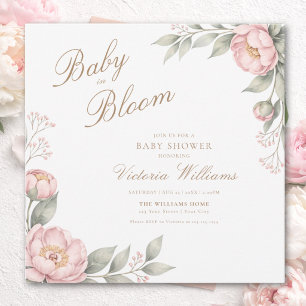 Save The Date Bébé Élégant En Fleur Rose Fête de Naissance Fille