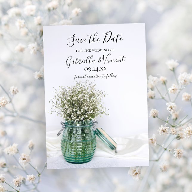 Save The Date Bébés blancs Respirer Bleu Jar Mariage Enregistrer (Créateur téléchargé)