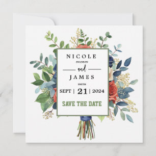 Save The Date Belle aquarelle Bouquet floral