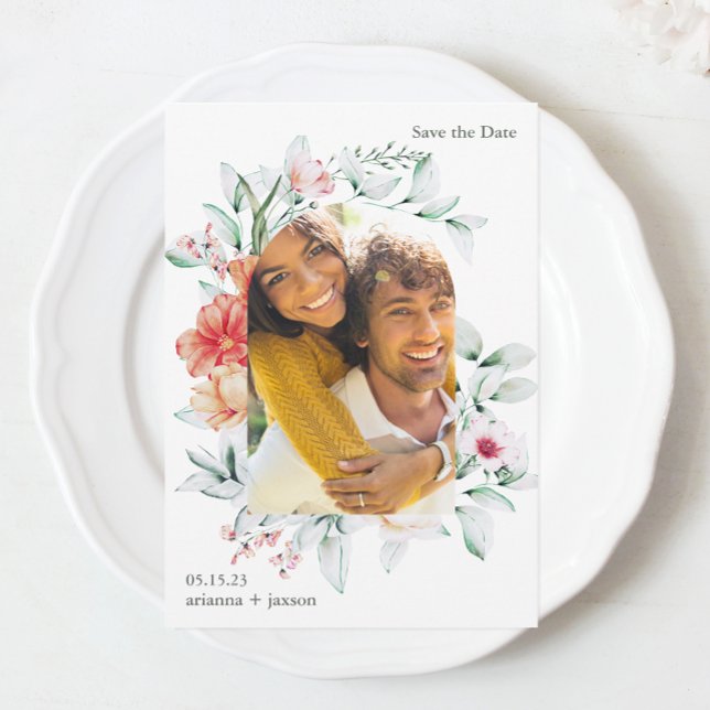 Save The Date Belle Arche Florale Photo Mariage Enregistrer La D (Créateur téléchargé)