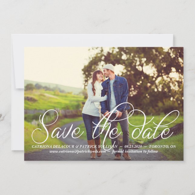 Save The Date Belle Calligraphie Script Photo Enregistrer la dat (Devant)