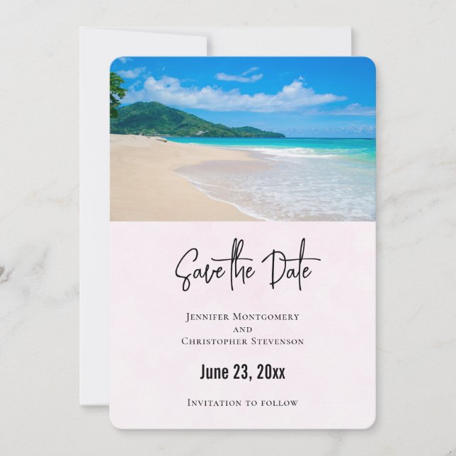 Save The Date Belle destination tropicale plage panoramique (Devant)