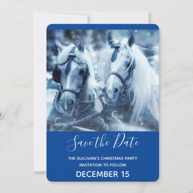 Save The Date Belle équipe Cheval hiver Photo Noël (Devant)