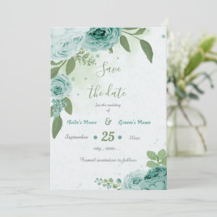 Save The Date belle fleurs bleues verdure botanique