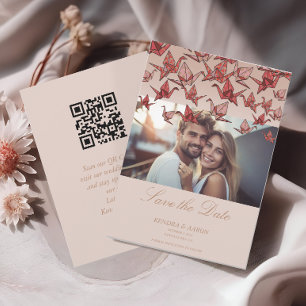 Save The Date Belle Grue en papier Origami Photo QR Code