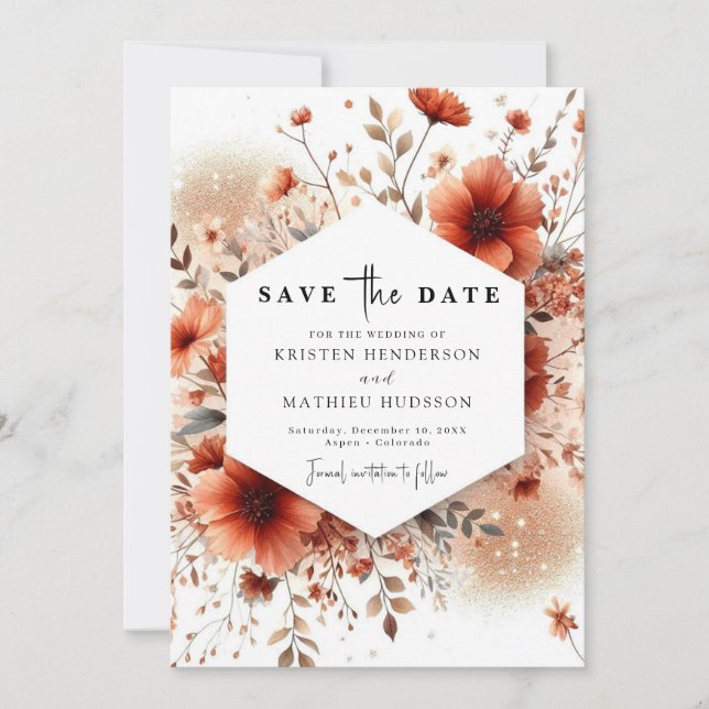 Save The Date Belle Mariage classique en terre cuite (Devant)