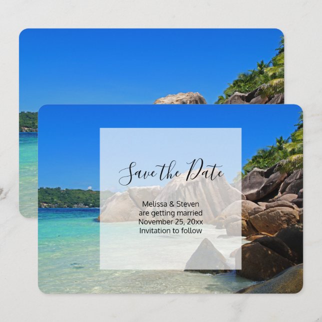 Save The Date Belle Mer Tropicale Mariage de la côte rocheuse (Devant / Derrière)