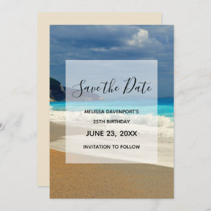 Save The Date Belle Mer Turquoise Photo Tropicale Anniversaire