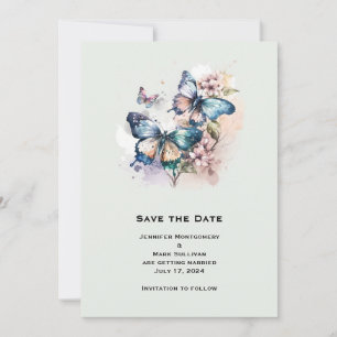 Save The Date Belle papillons et Mariage de fleurs