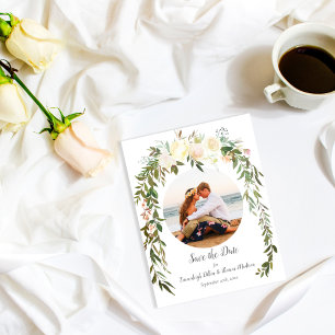 Save The Date Belle rose blanche Florale