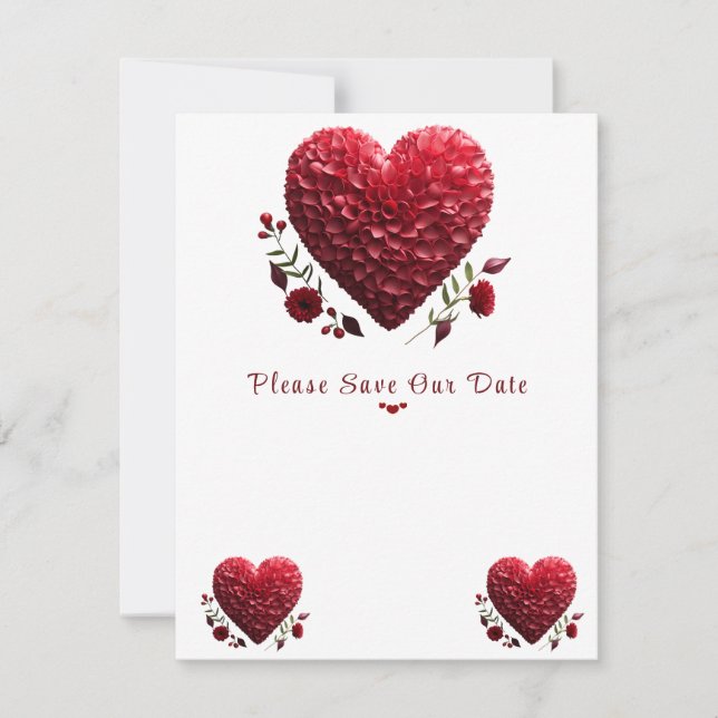 Save The Date Belle Saint-Valentin Pétales de fleurs Cœurs (Devant)