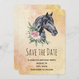 Save The Date Belle tête de cheval Portrait en Aquarelle
