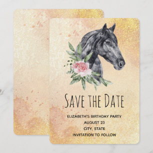 Save The Date Belle tête de cheval Portrait en Aquarelle