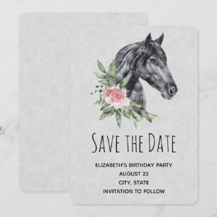 Save The Date Belle tête de cheval Portrait en Aquarelle