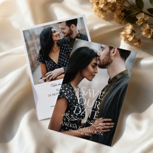 Save The Date Belle typographie avec fioriture photo mariage