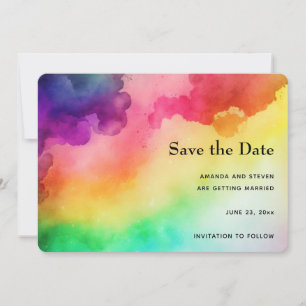 Save The Date Belles couleurs arc-en-ciel Design abstrait