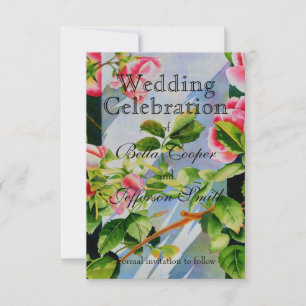 Save The Date Belles roses roses roses, roses rouges, aquarelle