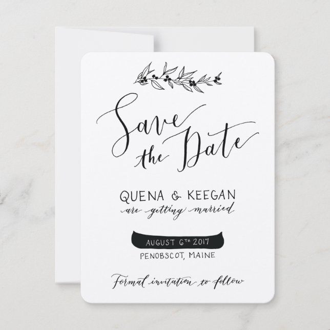 Save The Date Berry et canoë Sauvez la date - Quena et Keegan (Devant)