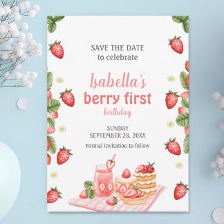 Save The Date Berry fraise premier anniversaire Berry Weet