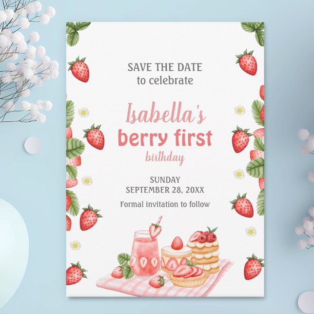 Save The Date Berry fraise premier anniversaire Berry Weet (Créateur téléchargé)