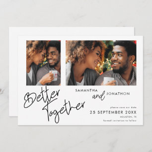 Save The Date Better Together 2 Photo Script Blanc Enregistrer L