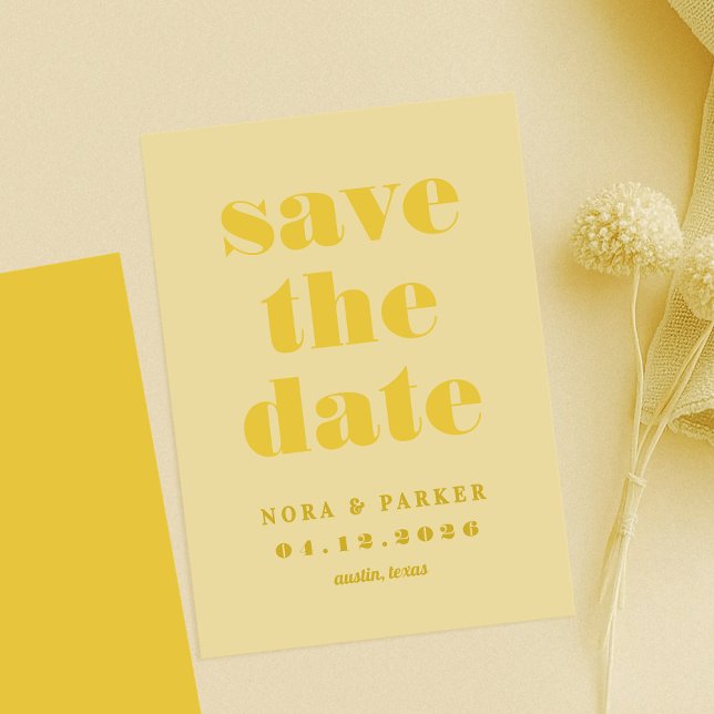 Save The Date Beurre Jaune Simple Mariage moderne (Butter Yellow Simple Modern Wedding Save The Date)