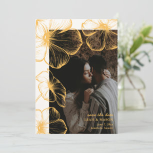 Save The Date Beurre moderne Jaune Floral Photo Mariage élégant