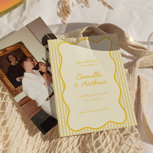 Save The Date Beurre moderne Mariage jaune Enregistrer la date